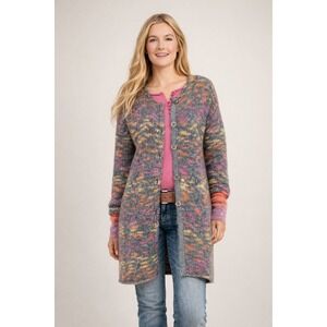 Sundance Cardigan Womens L Wool Blend Space Dye Chunky Knit Boho Duster